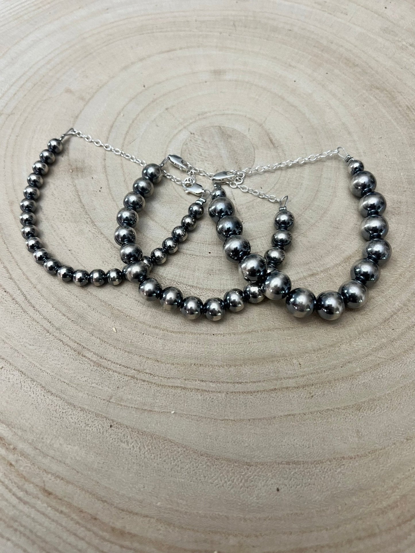 10mm Sterling Silver Pearls bracelet - 6 inch bracelet