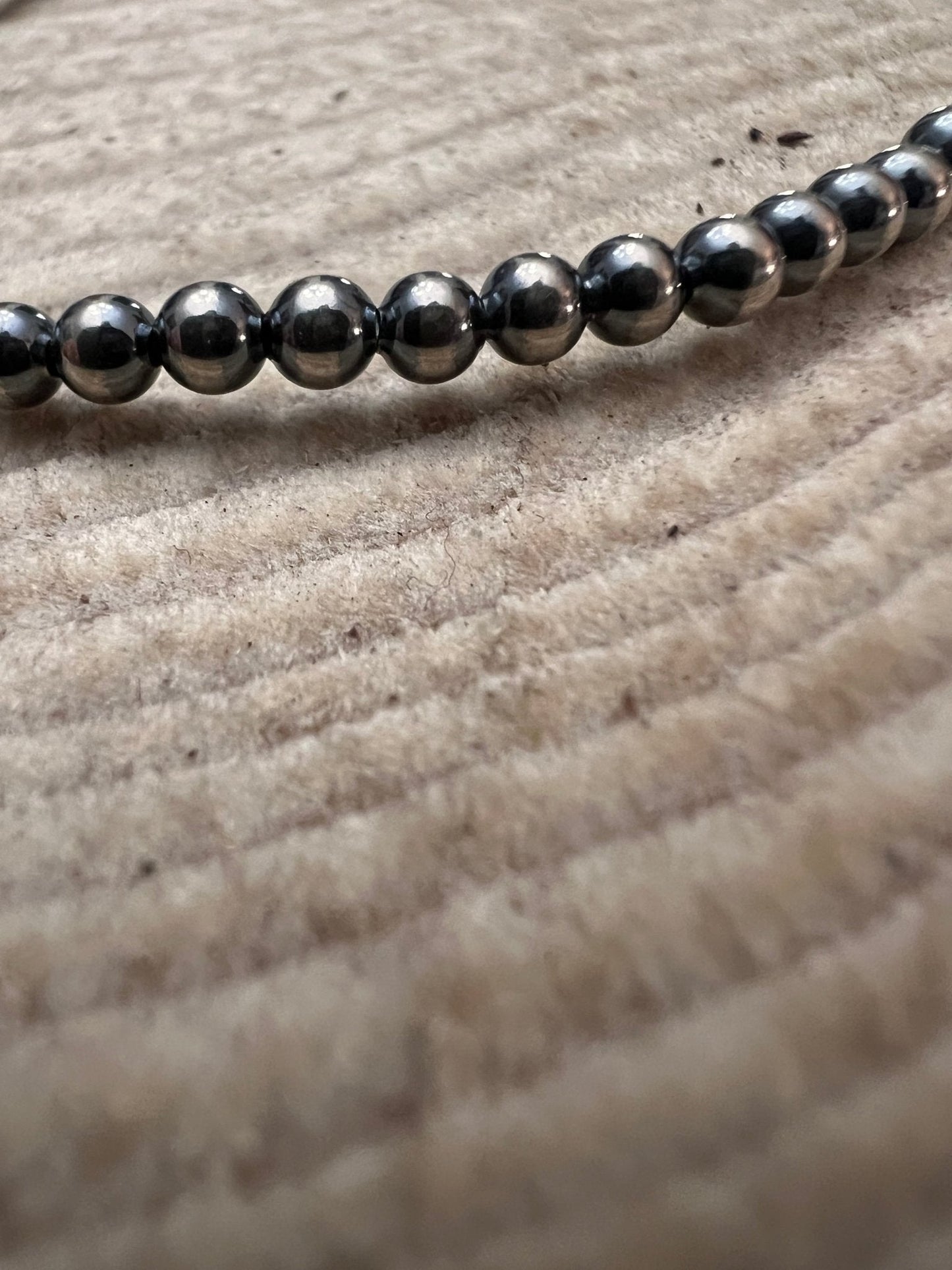 3mm Sterling Pearl Stretch Bracelet — 6.5 inch (Oxidized)