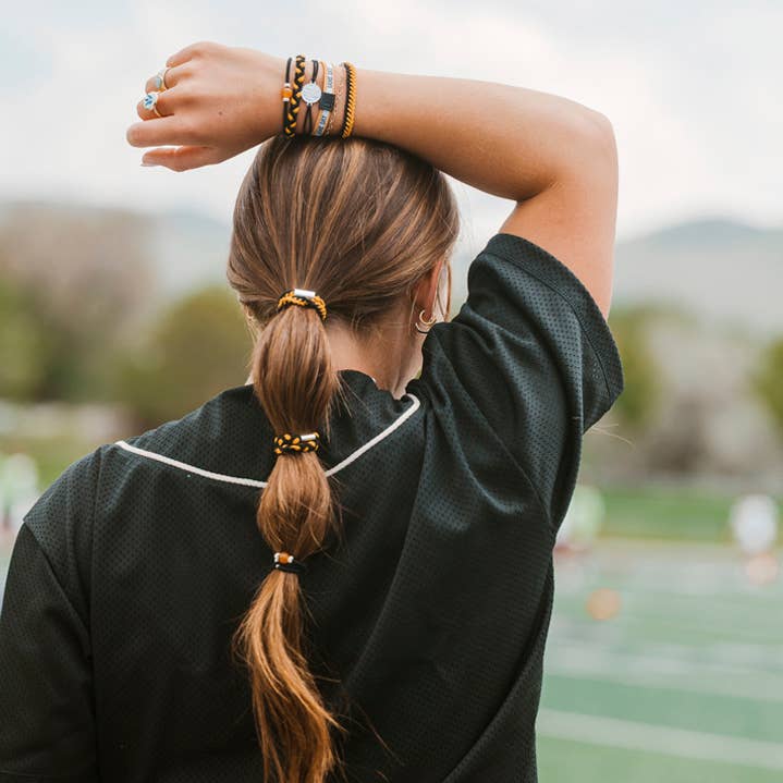 "Game Day" Black/Gold Hair Tie Bracelet