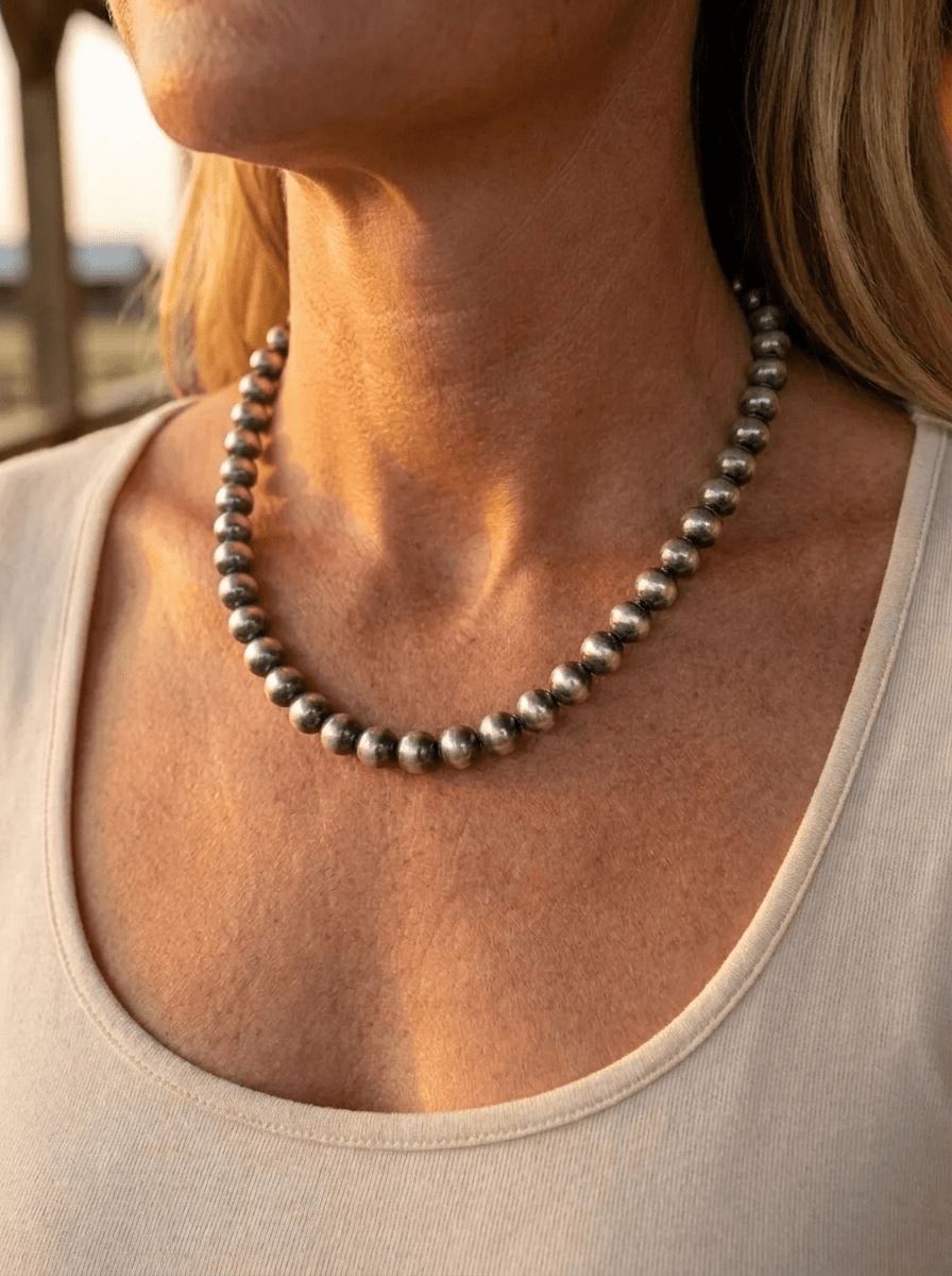8mm Sterling Pearl Necklace — 18 inch