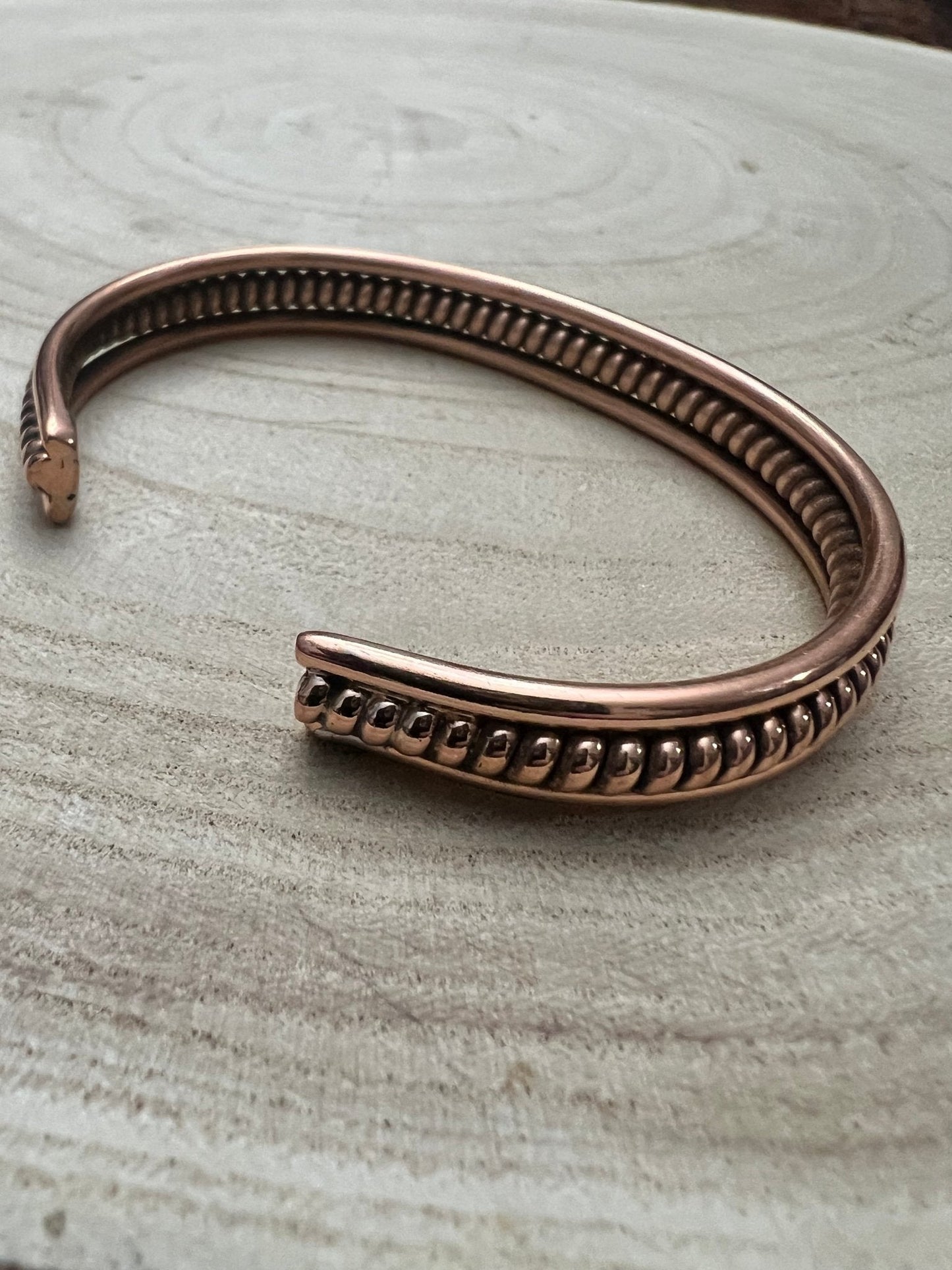 Elaine Tahe Navajo Copper Bracelet — 3/8" Wide, 6" Length (Fits 7 1/8" Wrist)