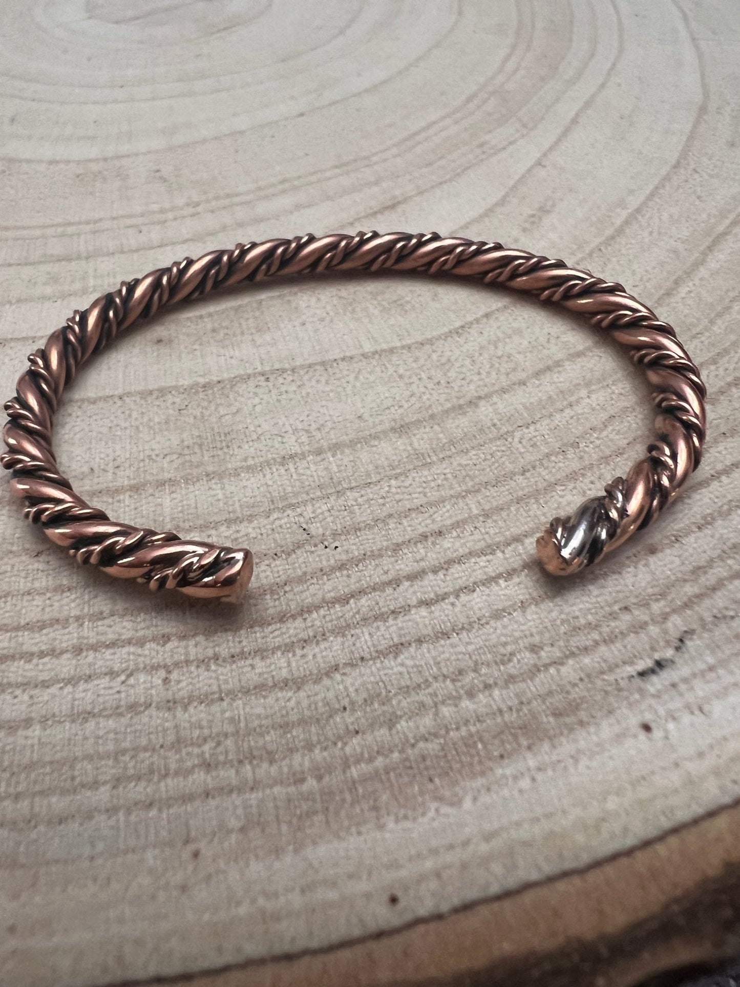 Elaine Tahe Navajo Copper Bracelet — Slender 1/8" Wide (Fits 5 7/8" Wrist)