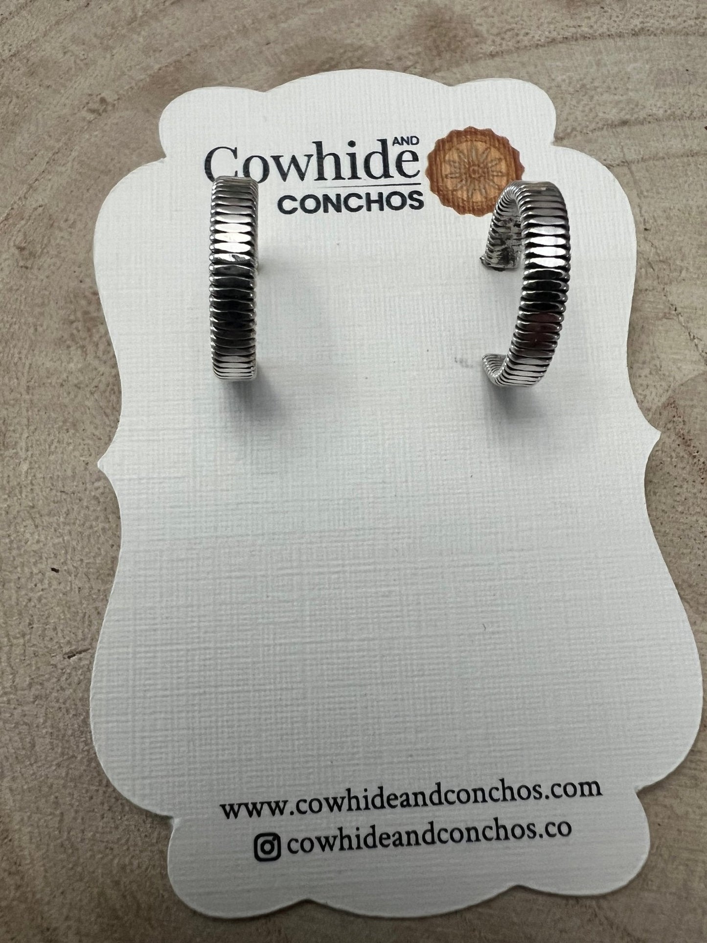 Elaine Tahe Navajo Sterling Silver Hoop Earrings — 5/8" × 1/8" (Listing #1)
