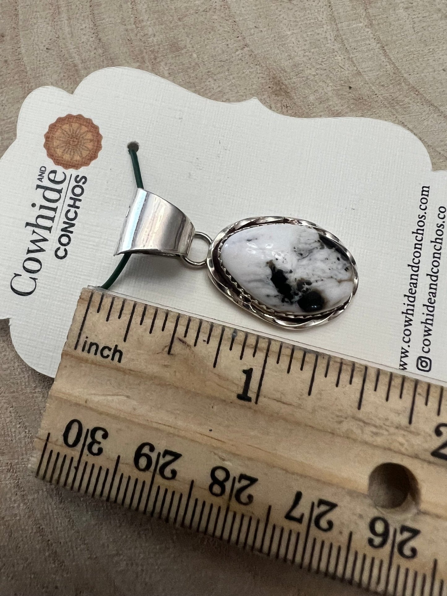 Ernest Hawthorne Navajo Sterling Silver Pendant with White Buffalo — 1 1/2" × 5/8" (Hallmark EH)