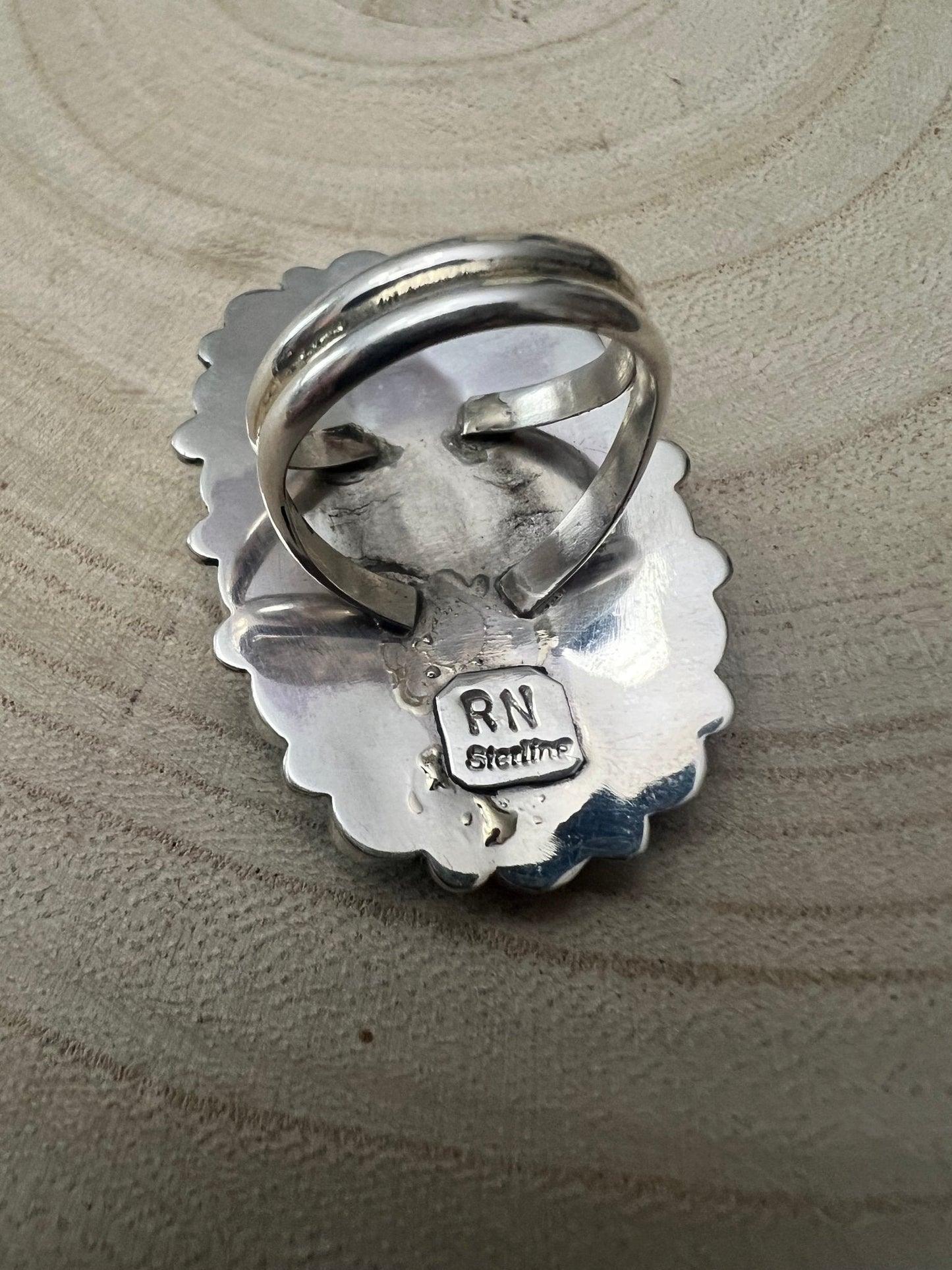 Eunise Wilson Navajo Sterling Silver Ring with Turquoise — Size 8 (Hallmark EJW)