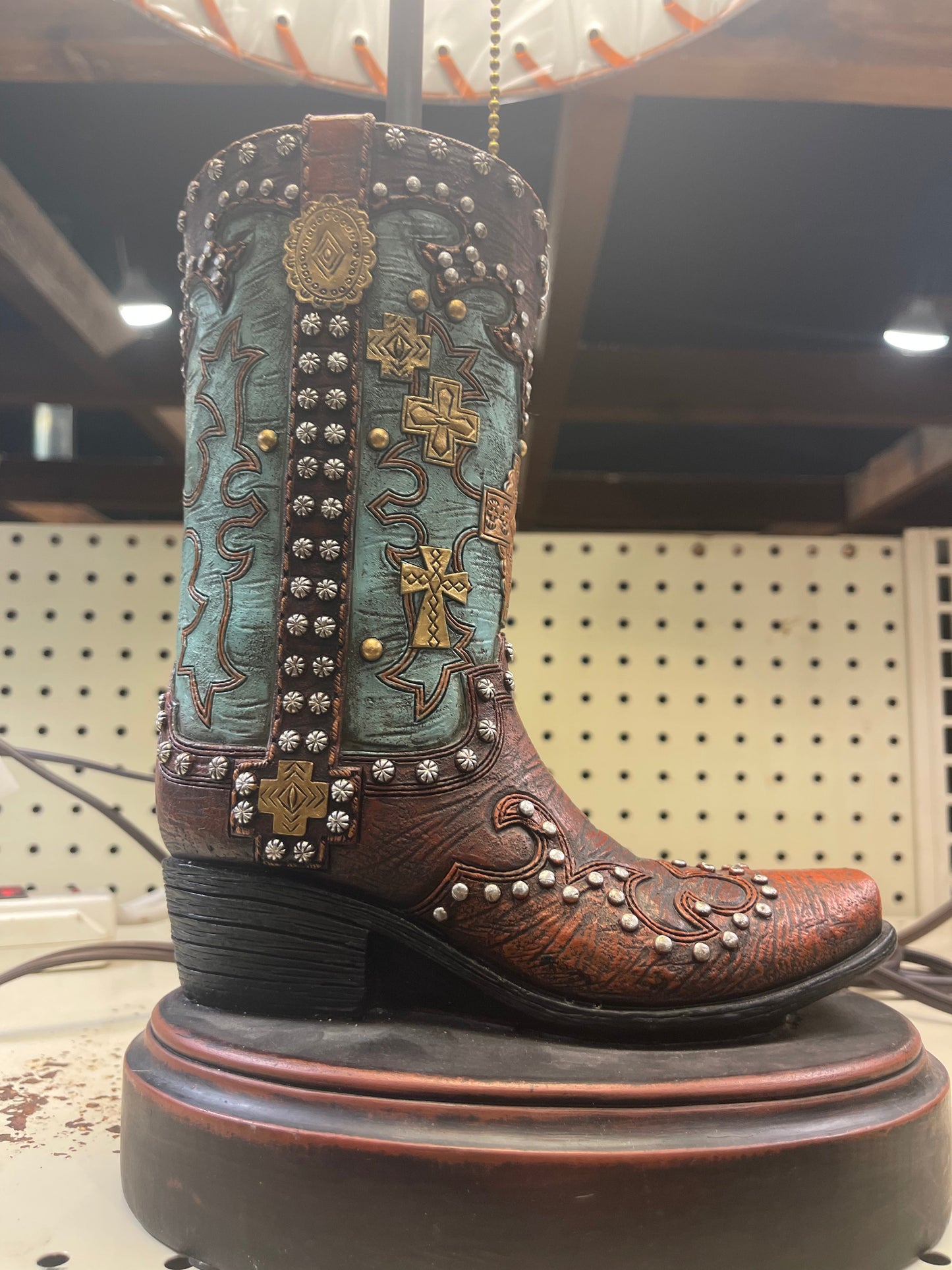 Turquoise Boot Lamp