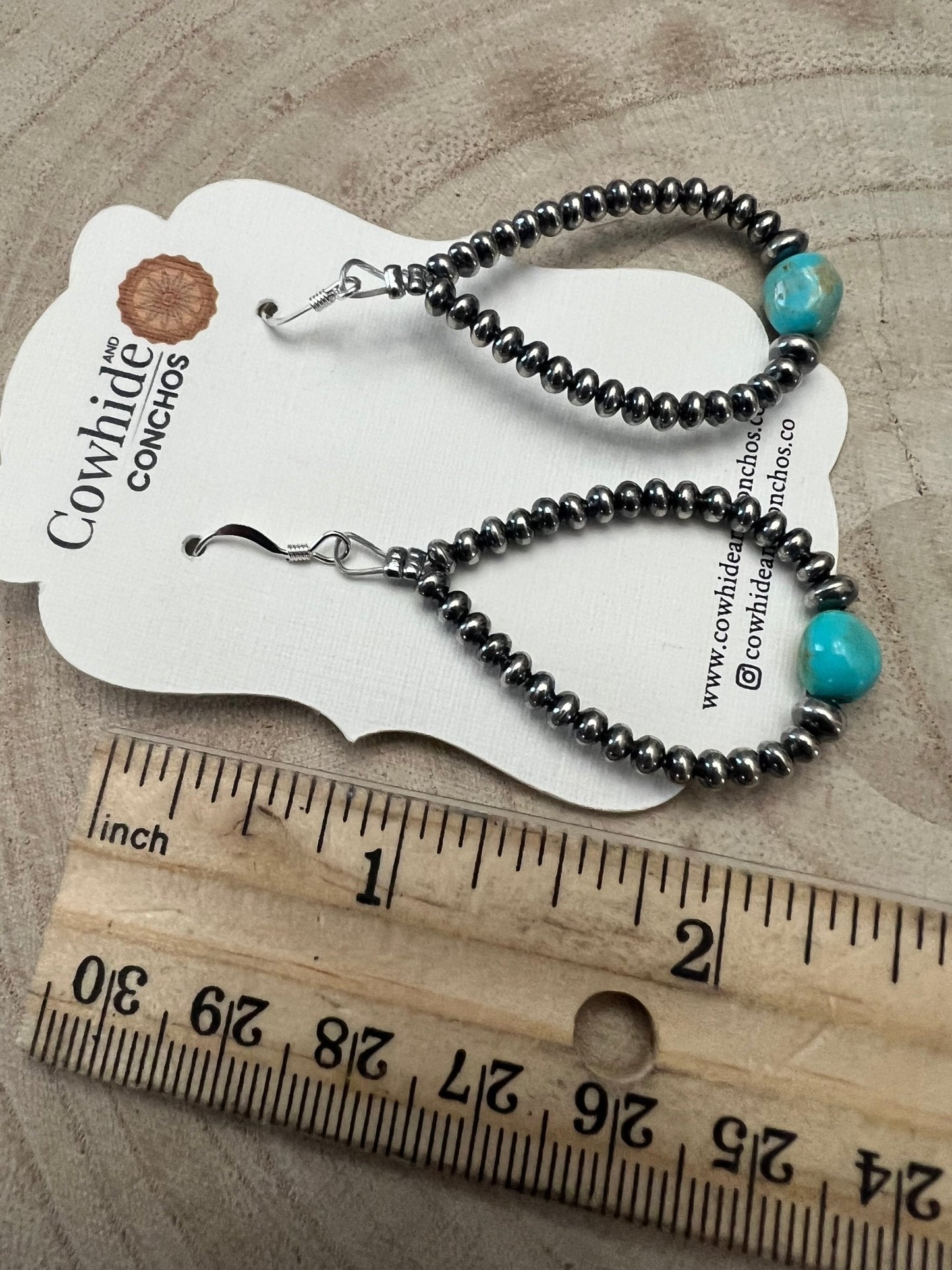 Golden Hill Turquoise Sterling Pearl Teardrop Earrings — 2.5 inch drop (Made in USA)