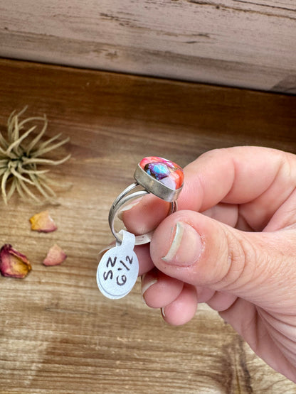 Heart Ring - Size 7 -Dahlia ring and sterling silver