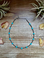 14-Inch Antique Silver Seed Bead Necklace with Turquoise Heart