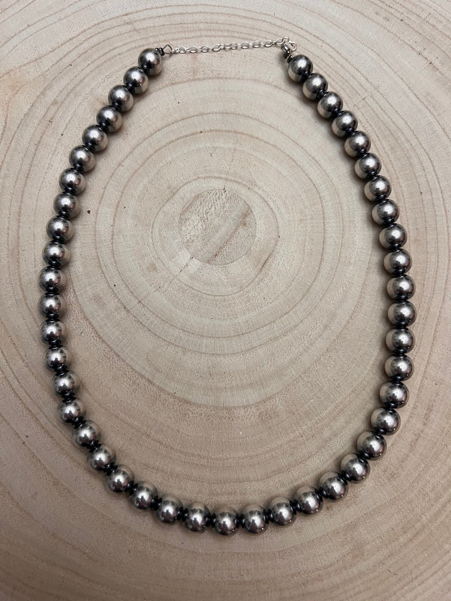 10mm Sterling Pearl Necklace - 18 inch necklace