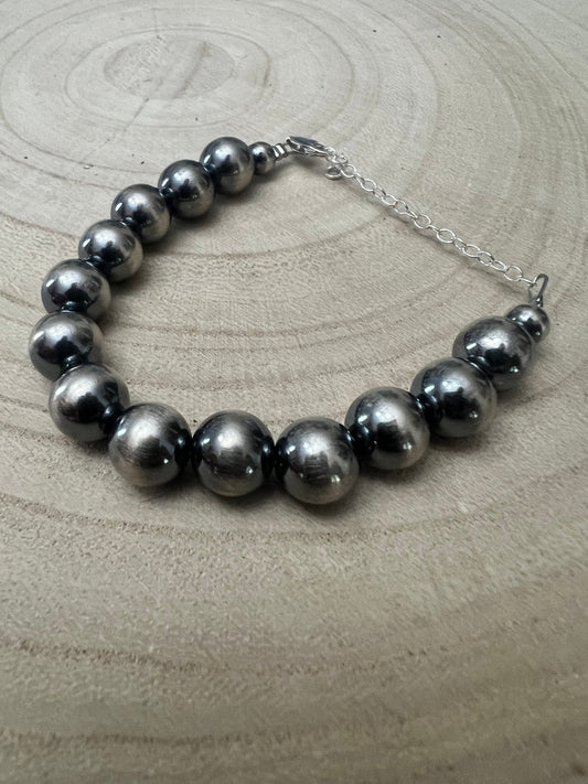 10mm Sterling Silver Pearls bracelet - 6 inch bracelet