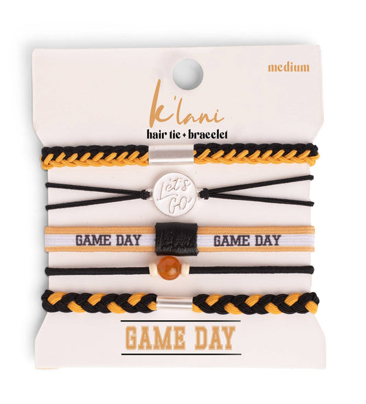 "Game Day" Black/Gold Hair Tie Bracelet