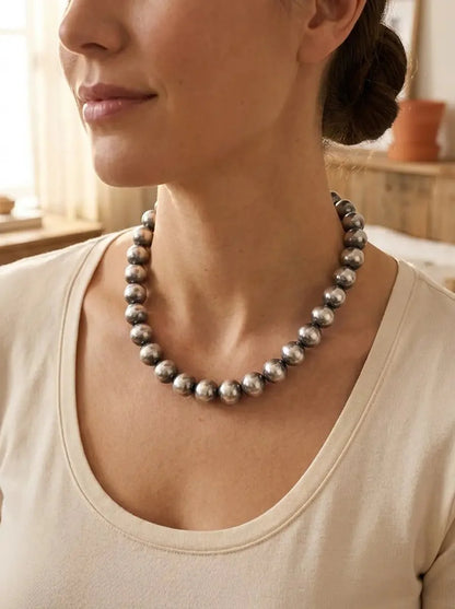12mm Sterling Pearl Necklace — 16 inch