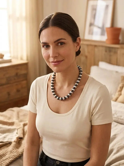 12mm Sterling Pearl Necklace — 18 inch
