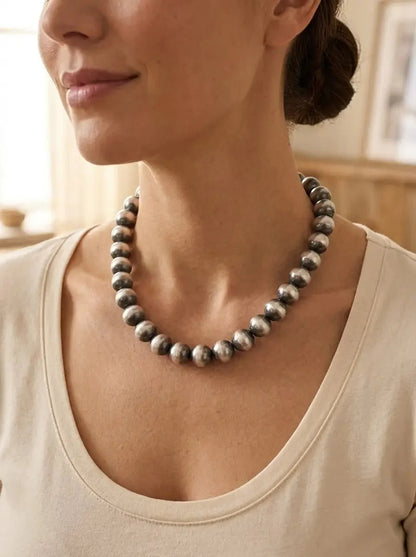 12mm Sterling Pearl Necklace — 18 inch