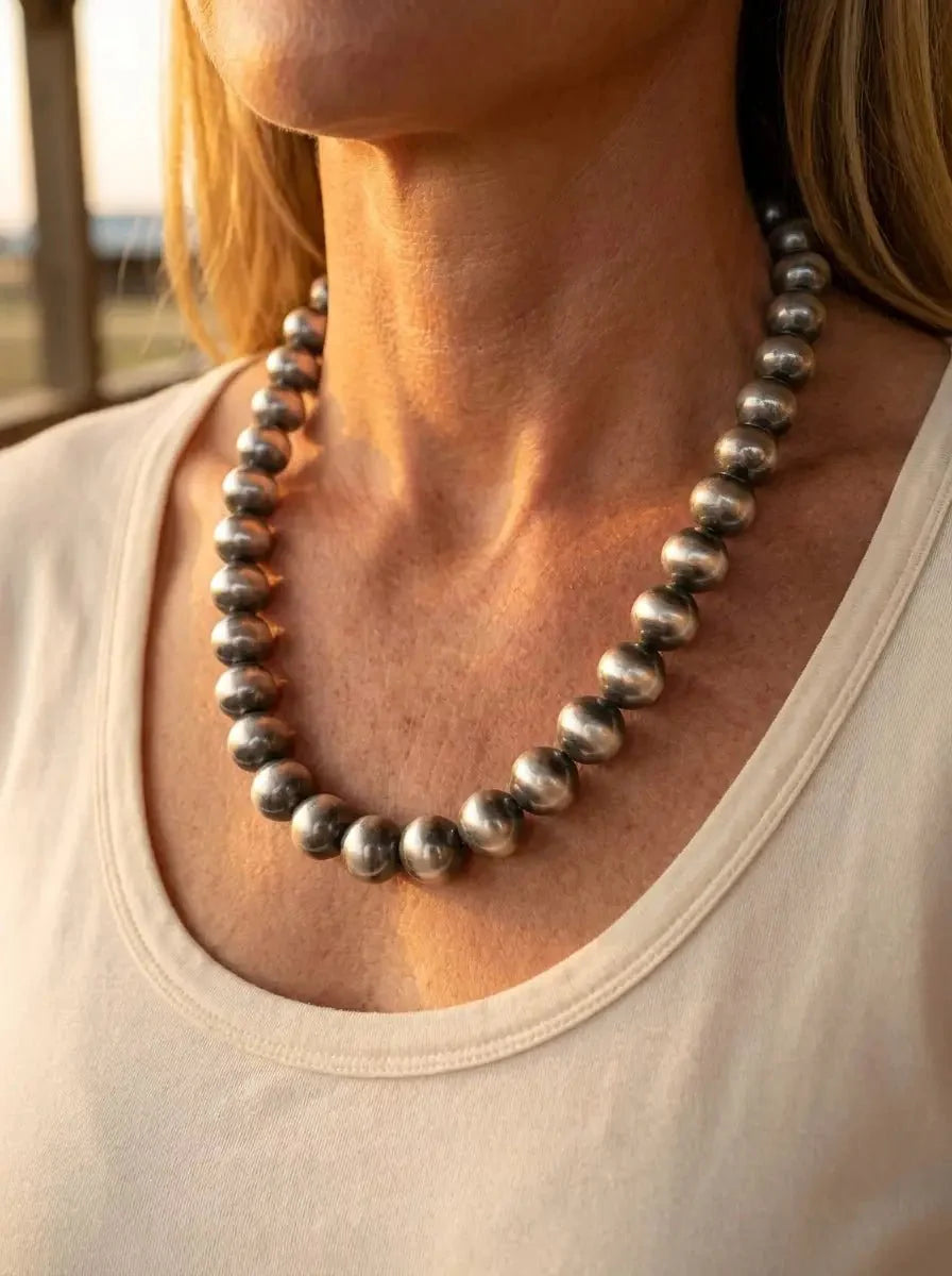 12mm Sterling Pearl Necklace — 20 inch