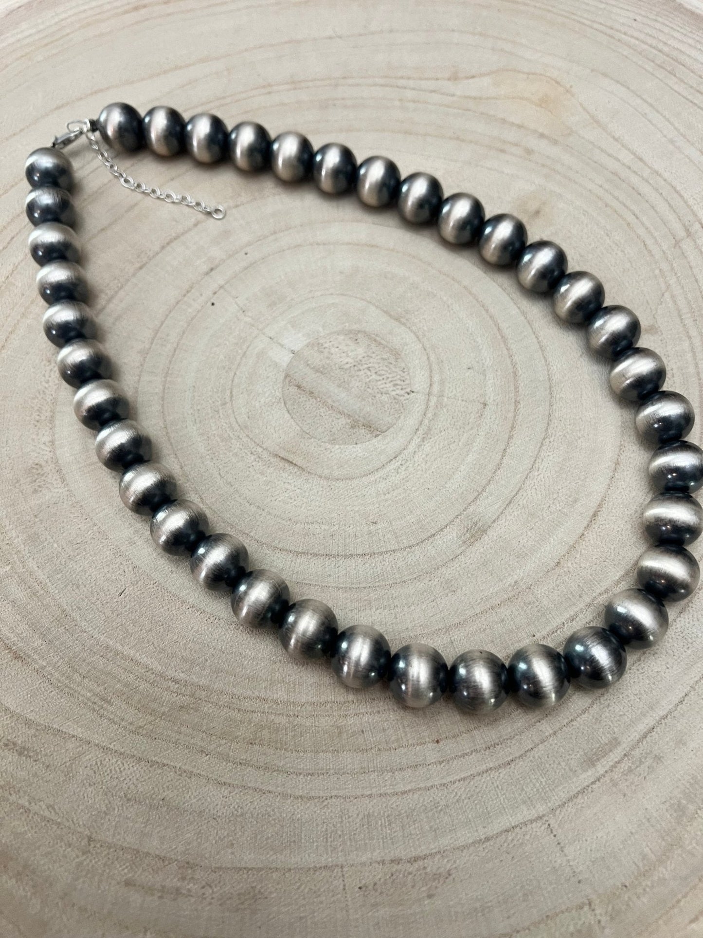 12mm Sterling Silver Pearls Necklace - 18 inch