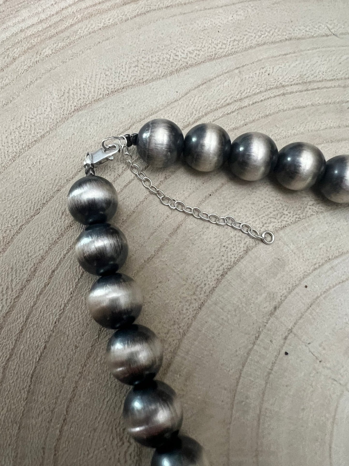 12mm Sterling Silver Pearls Necklace - 18 inch