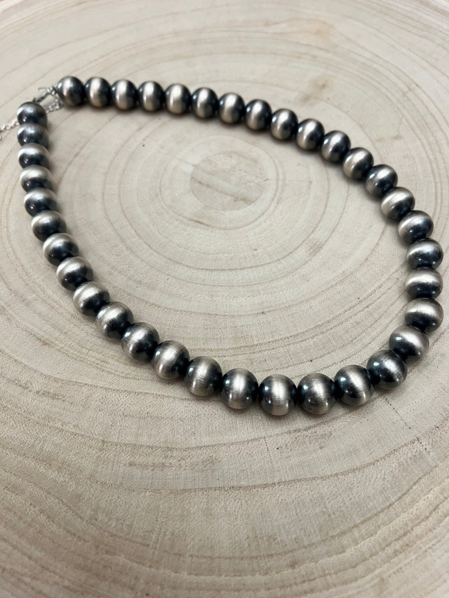 12mm Sterling Silver Pearls Necklace - 18 inch