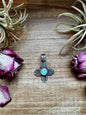 Zia Symbol Pendant with Golden Hill Turquoise – Sterling Silver – Native Made – Fits 8mm