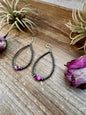 Dyed Pink Turquoise & Sterling Silver Pearl Teardrop Earrings – 3"
