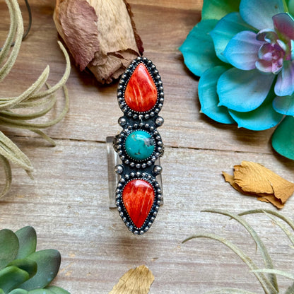 MJ Ring Red Spiny Oyster & Turquoise Ring