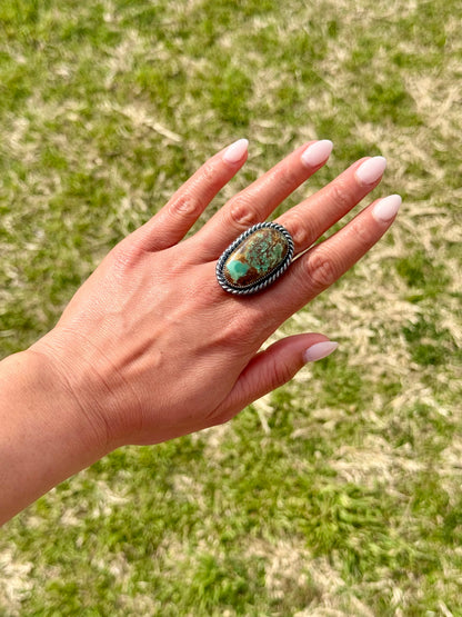 MJ Turquoise Ring – Sterling Silver Adjustable Band