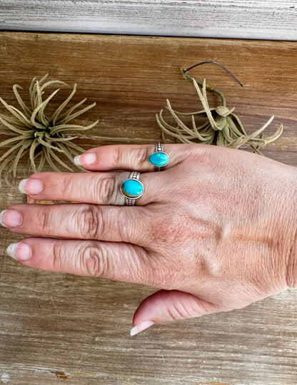 Kingman Turquoise Ring – Sterling Silver – Wedding Band Style - pick your size