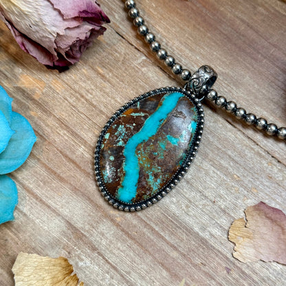 MJ Turquoise Pendant – Sterling Silver (Fits 6mm Pearls)