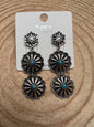 Western 3-Concho Dangle Earrings with Faux Turquoise — 2¼" Drop