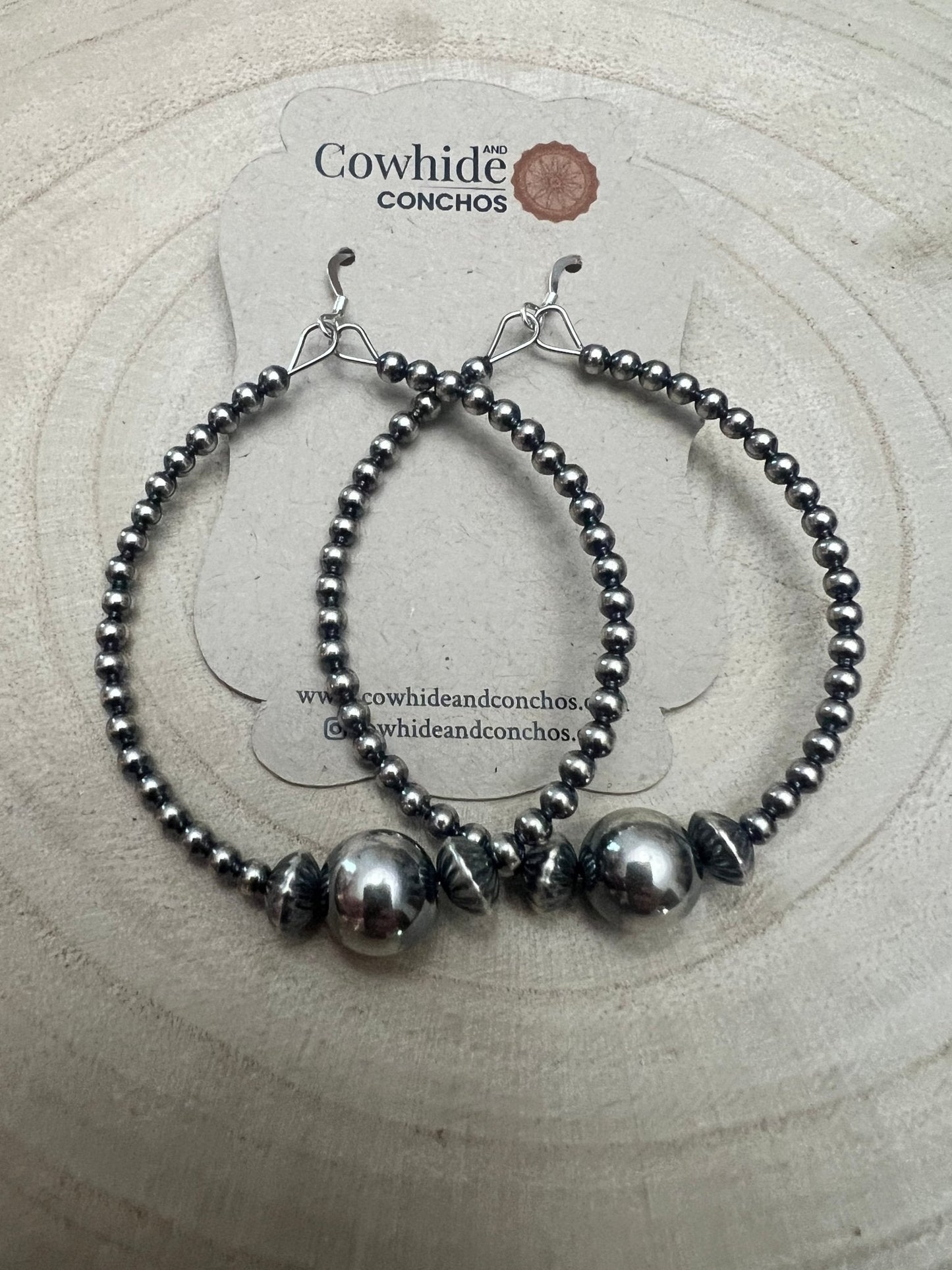 3 mm Sterling Silver Pearl Hoops with 10 mm - 2 inch drop