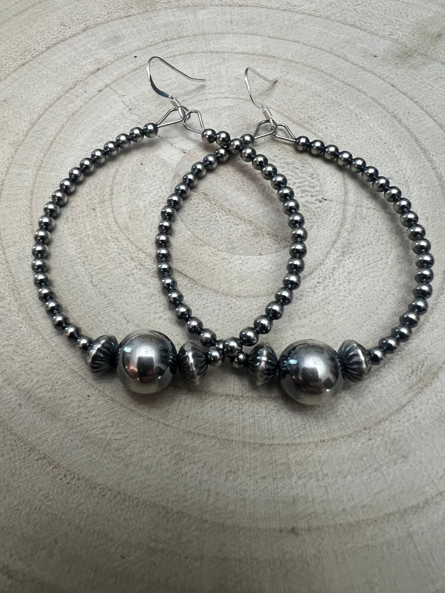 3 mm Sterling Silver Pearl Hoops with 10 mm - 2 inch drop