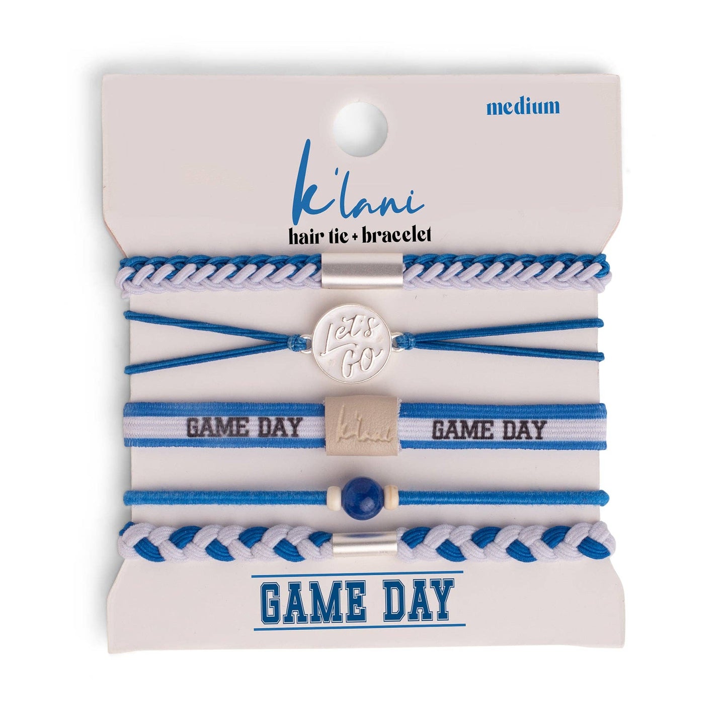 "Game Day" Blue/White Hair Tie Bracelet