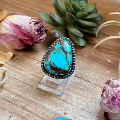 MJ Turquoise Ring – Sterling Silver Adjustable Band