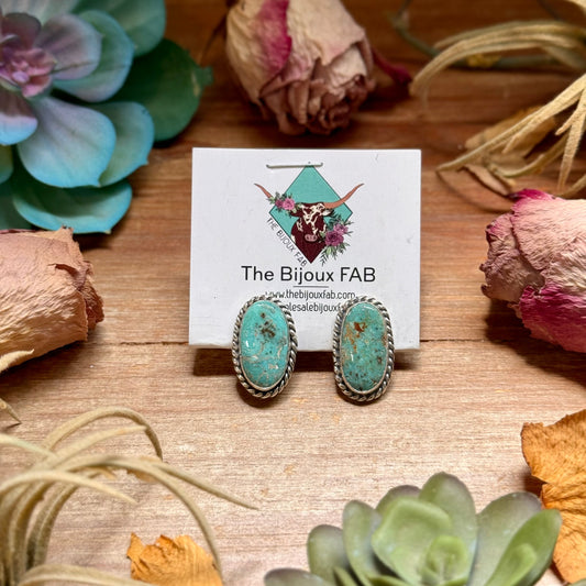 27 - Sterling Silver Cripple Creek Turquoise Stud Earrings by Jason Ogg