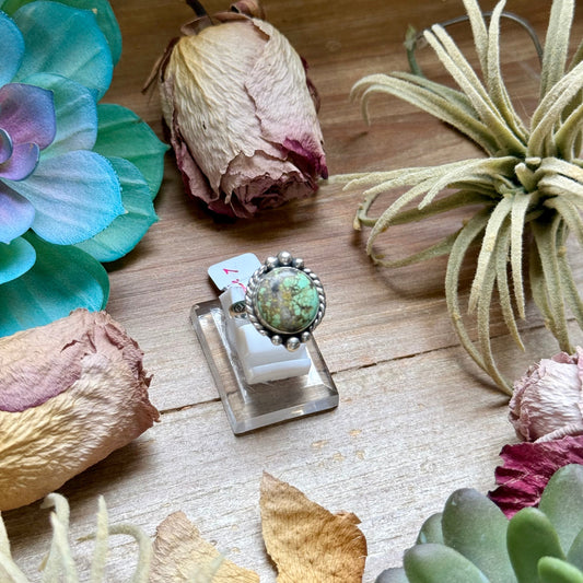 127 - Sterling Silver Firebird Turquoise Medicine Man Eye Stamped Stacking Ring by Jason Ogg