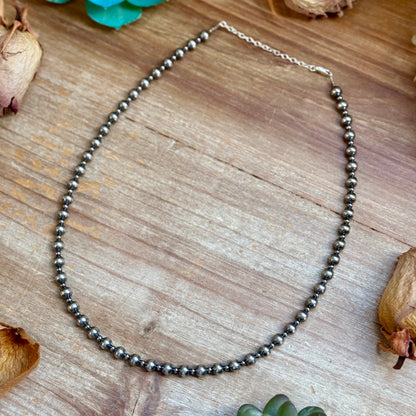 18-Inch Alternating Sterling Silver Pearl Necklace