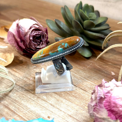 MJ Turquoise Ring – Sterling Silver Adjustable Band