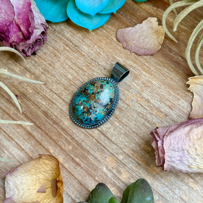 Turquoise Pendant – Sterling Silver (Fits 6mm Pearls)