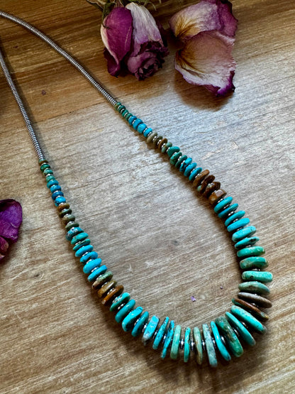 Tri-Color Turquoise & Hematite Necklace – 23"
