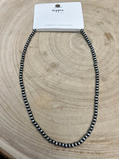 4mm Faux Pearl Western Necklace with Turquoise Pendant — 16 Inch with Extender