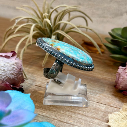MJ Turquoise Ring – Sterling Silver Adjustable Band