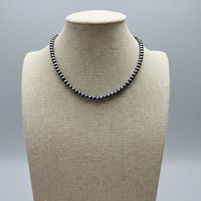 5mm Burnished Silver Pearl Choker & Earring Set — Western Adjustable Set