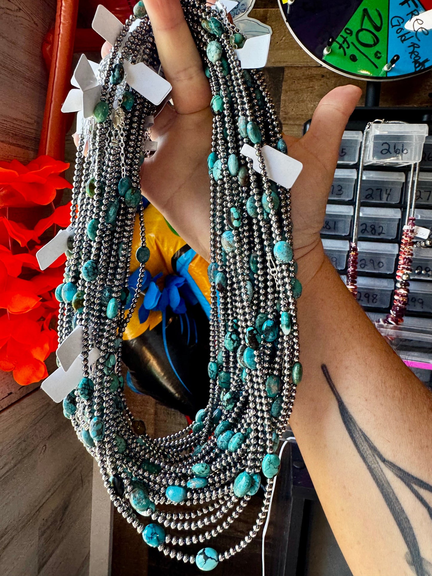 21” Necklace – Sterling Silver Pearls & High-Grade Oval Turquoise