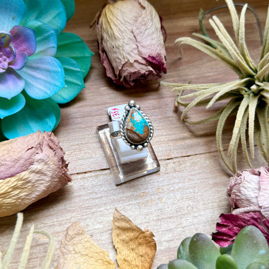 135 - Sterling Silver Easter Blue Turquoise Medicine Man Eye Stamped Stacking Ring by Jason Ogg