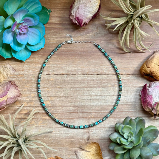 14” Turquoise Heishi & Sterling Silver Saucer Necklace – The Bijoux FAB