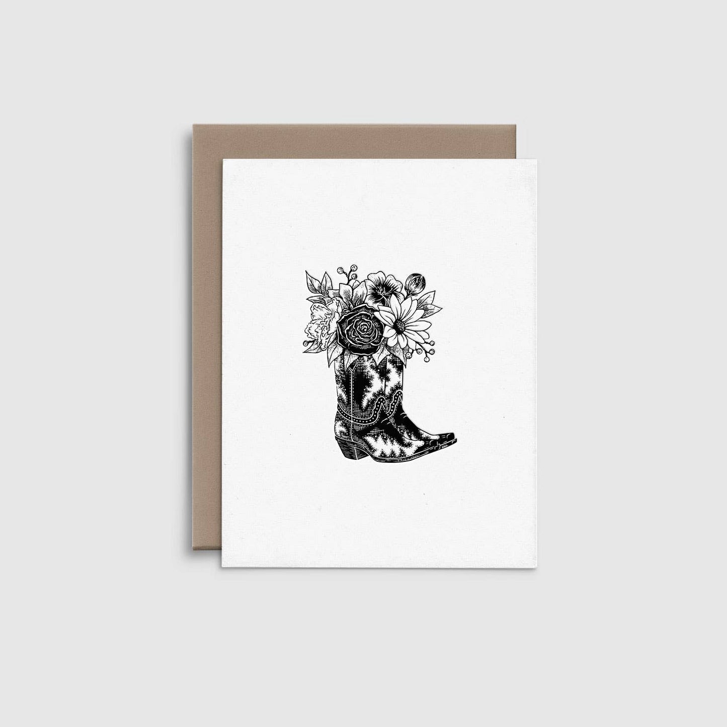 Cowboy Boots Flowers - Letterpress Greeting Card