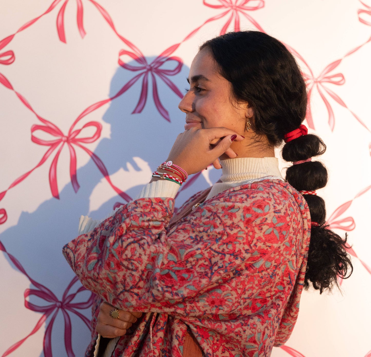 "Joy" Holiday Bow Hair Tie Bracelets