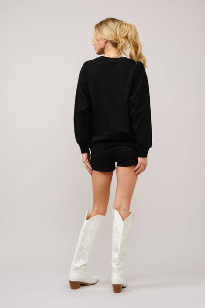 Blue B Western Bull Rider Embroidered Pullover Sweatshirt — 100% Cotton Rodeo Statement