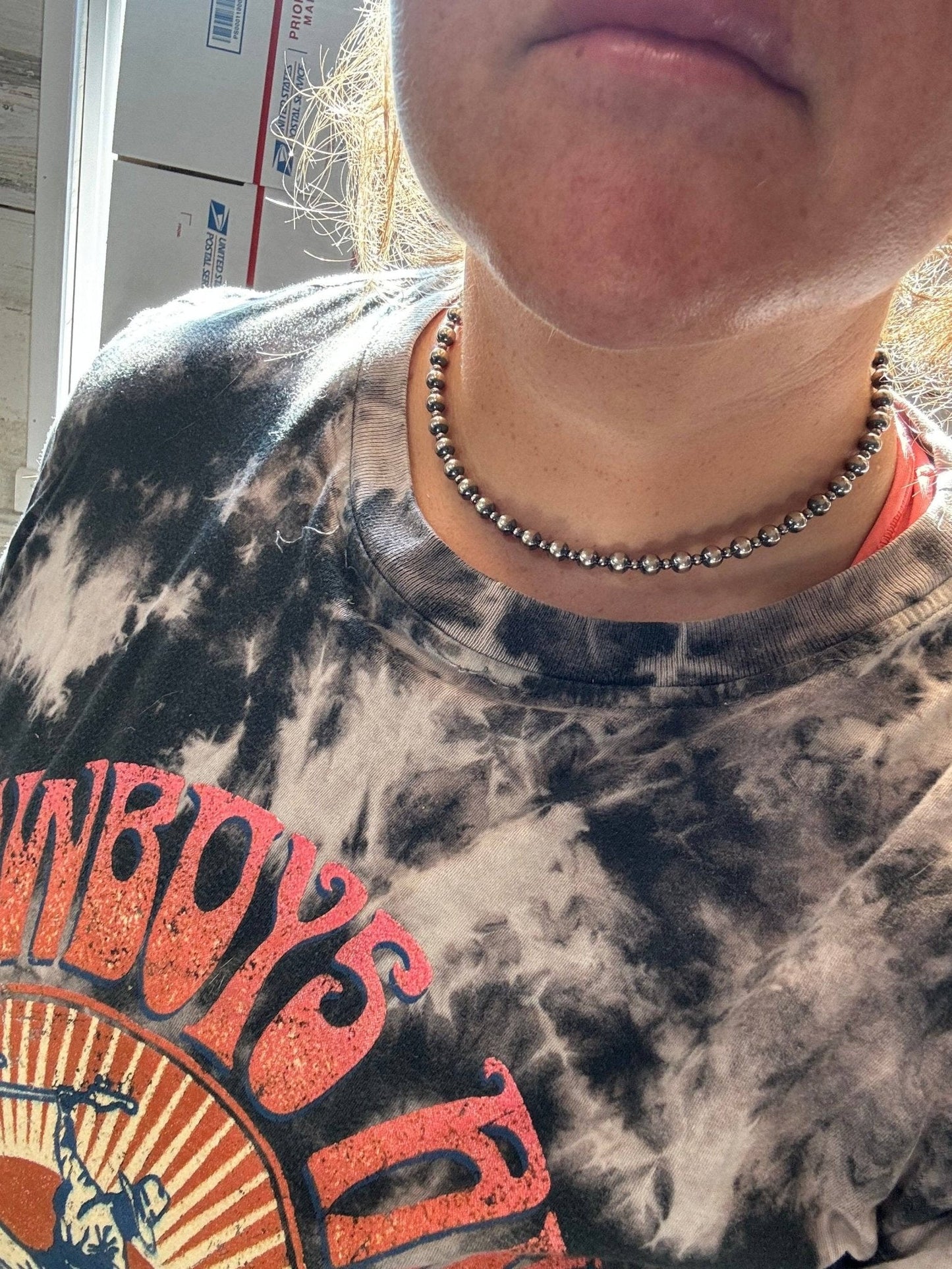 6mm & 3mm Sterling Pearl Choker — 14 inch